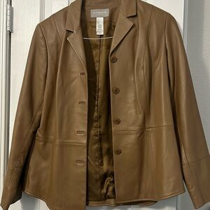 Liz Claiborne Camel Gently worn leather jacket